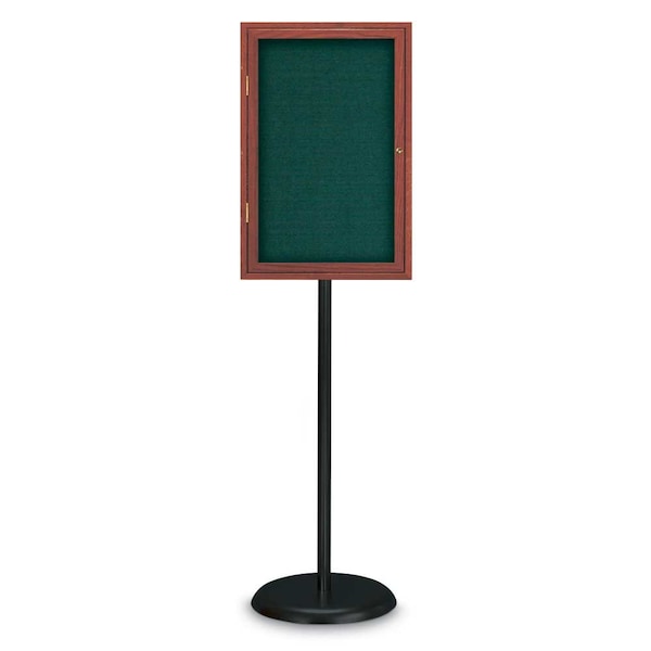 Corkboard, Double Door, Radius Frame, 60x36", Bronze/Cobalt